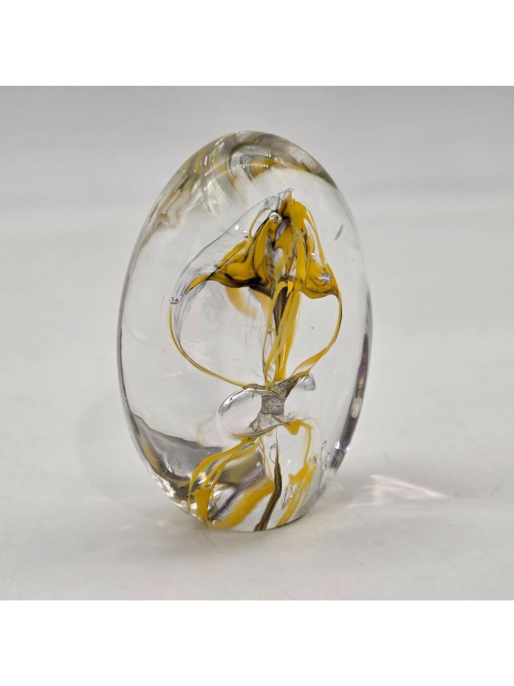 Kris Pfeiffer Brilliant Handmade Glass Paperweight Yellow Abstract Design Hollan - Picture 6 of 9